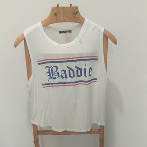 HIPPIE CHIC LARGE "BADDIE" T-SHIRT WHITE